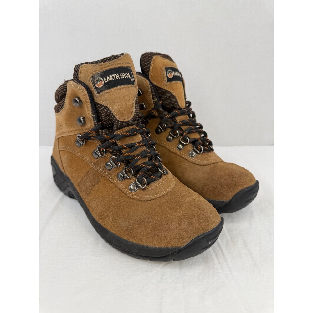 Earth Shoe Waterproof Hiking Boots Tan‎ Suede Leather Womens 8.5